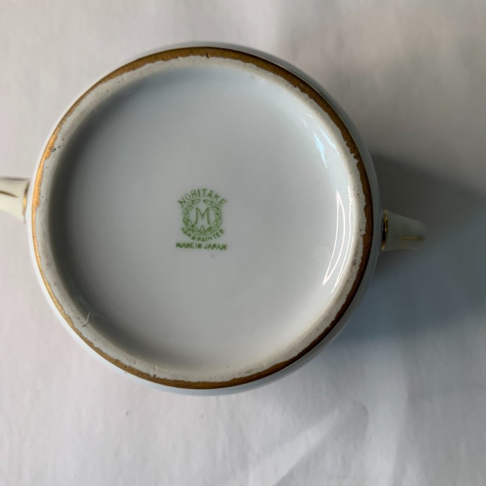 VINTAGE NORITAKE IRIDECENT PURPLE HANDPAINTED CREAMER & SUGAR BOWL MADE IN JAPAN - Picture 8 of 11